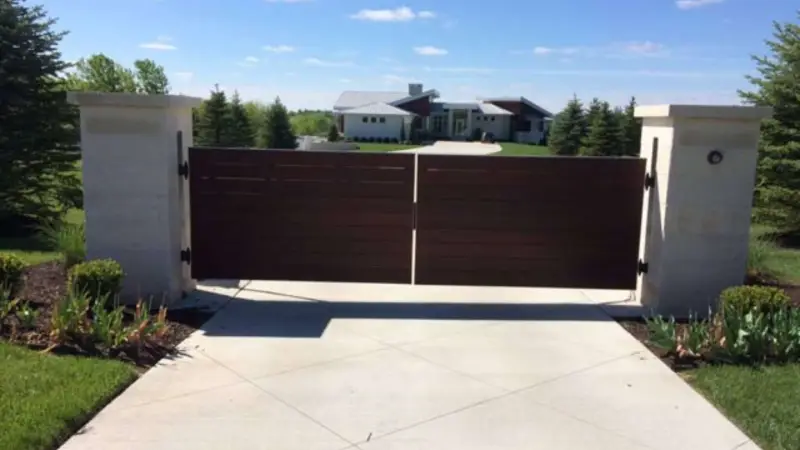Elegant wooden driveway gate